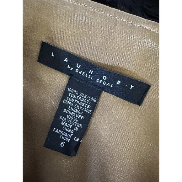 Laundry by Shelli Segal Black Silk Polka Dot Bra Top Cocktail Dress - Size 6 - Picture 14 of 15